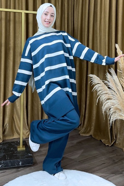 Çizgili Triko Takım